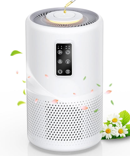 Air Purifiers for Home Large Room up to 1600ft², True HEPA Air Purifier for Bedroom with night light, Fragrance Sponge, Sleep Mode, Timer, Lock, Air Cleaner for Wildfire Smoke Odor Dander