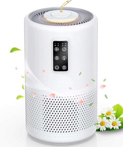 Air Purifiers for Home Large Room up to 1600ft², True HEPA Air Purifier for Bedroom with night light, Fragrance Sponge, Sleep Mode, Timer, Lock, Air Cleaner for Wildfire Smoke Odor Dander