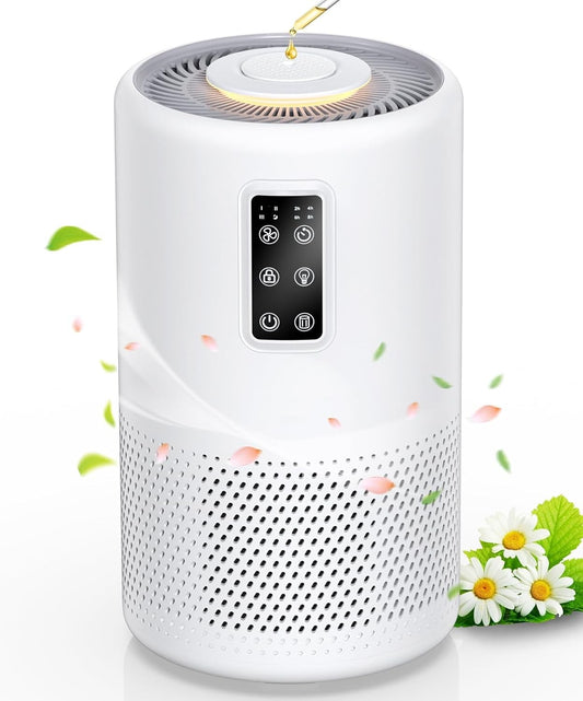 Air Purifiers for Home Large Room up to 1600ft², True HEPA Air Purifier for Bedroom with night light, Fragrance Sponge, Sleep Mode, Timer, Lock, Air Cleaner for Wildfire Smoke Odor Dander