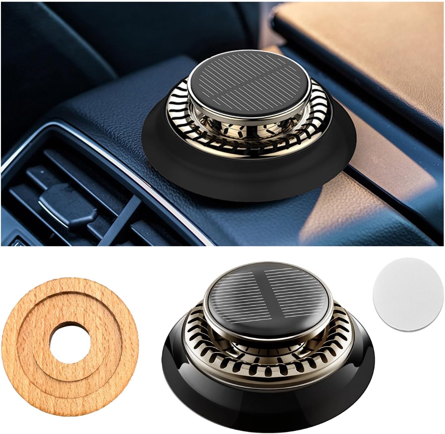 Car Air Freshener, Solar Energy Auto Rotating Diffuser with Fragrance, Aromatherapy Air Purifier for Car and Home, Vehicle Interior Scents Decor Accessories for Men Women (Black Cologne)