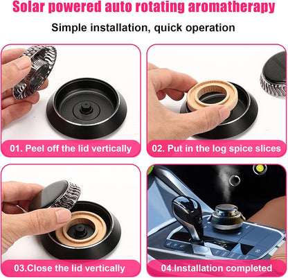 Car Air Freshener, Solar Energy Auto Rotating Diffuser with Fragrance, Aromatherapy Air Purifier for Car and Home, Vehicle Interior Scents Decor Accessories for Men Women (Black Cologne)