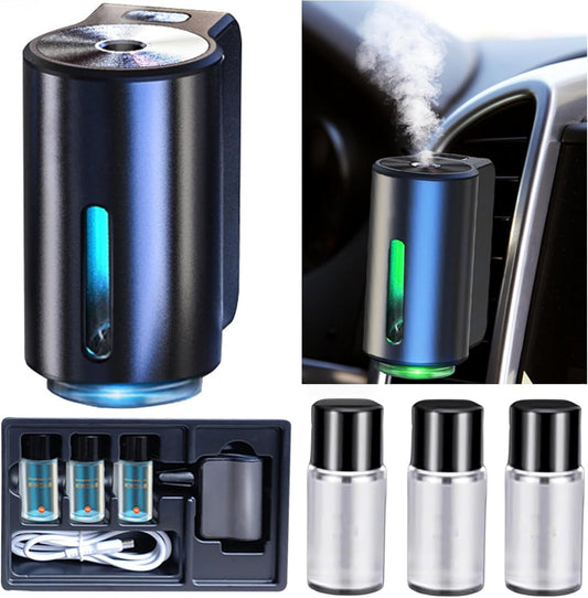 Smart Car Air Freshener, Car Air Freshener Diffuser, Rechargeable Cars Aroma Diffuser, 3 Levels of Adjustable Intelligent Cars Diffuser with 3 Bottles of Cologne